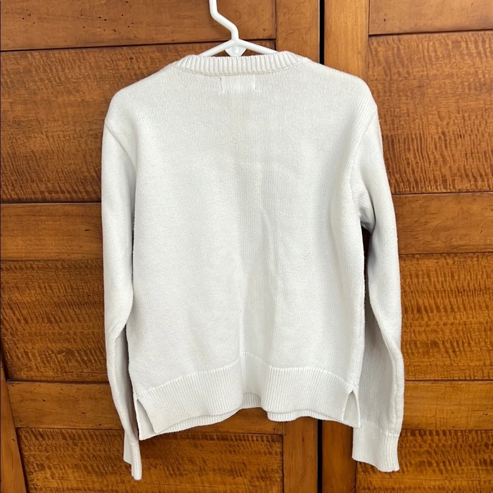 🏇M (8-10) Unisex White & Blue Logo Sweater by Polo by Ralph Lauren / Blue Label